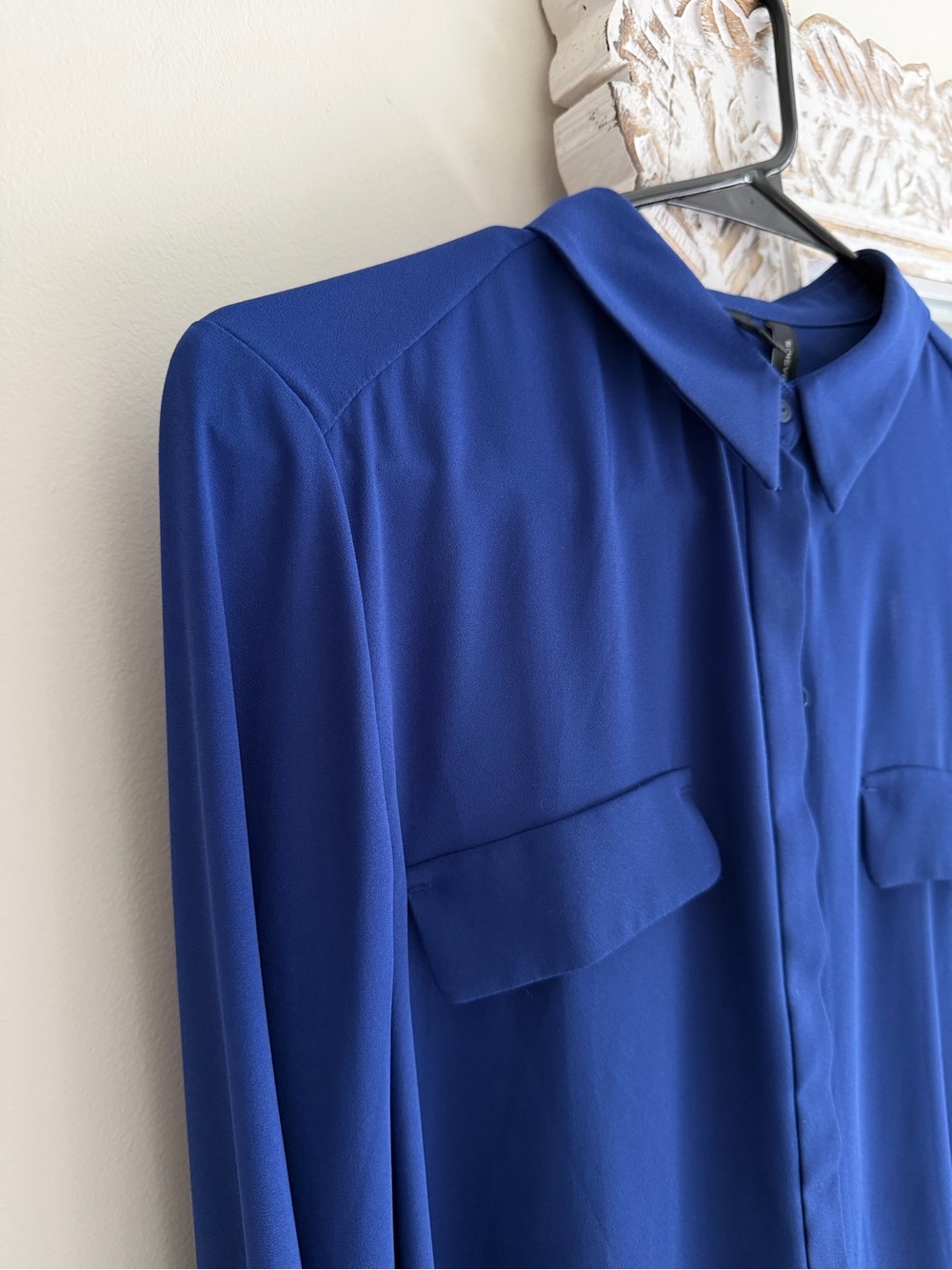 Mango Basics Royal Blue Button-Up Blouse View 2